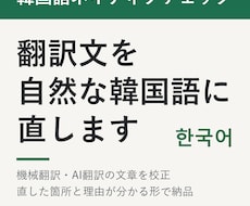 韓国語ネイティブが翻訳文を自然な表現に直します 機械翻訳を原文と照らして校正。理由が分かる形で納品します。