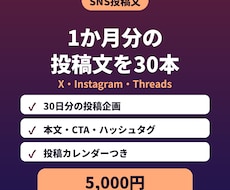 X・Instagramの投稿文を30本作ります イメージ1