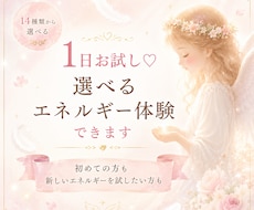 1日お試し♡選べるエネルギー体験できます 初めての方も新しいエネルギーを試したい方も⟡.*