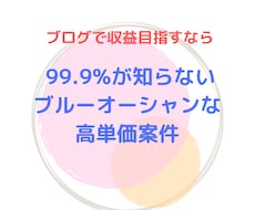 99.9%のブロガーが知らない高単価案件教えます 初心者OK！これであなたも迷わない