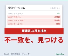 Excel・CSVを突合し登録漏れを見つけます イメージ1