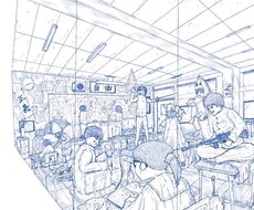 細かいタッチでキャラありき風景を描きます ポスター、cdジャケット、挿絵等にお使いください。
