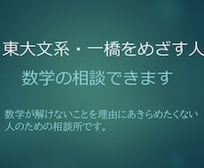 東大文系一橋をめざす人、数学全般何でも相談できます イメージ1