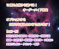 11種の占術から選べる！オーダーメイド鑑定をします 好きな占いを組み合わせて占わせていただきます。