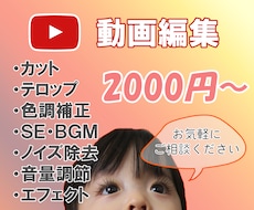 YouTube用動画など、格安で編集します イメージ1