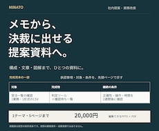 メモから決裁に出せる提案資料を制作します 構成・文章・図解から、編集できるパワーポイントまで