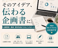 頭の中のアイデアを伝わる企画書・資料に整理します まとまっていなくても大丈夫。一緒に形にします。