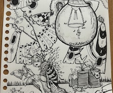 好きなものを詰め込んだ手描きイラストを描きます 少し不思議な世界観の手書きイラストを描きます。