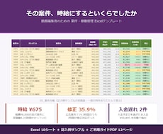 動画編集の案件管理・実質時給Excelを販売します イメージ1