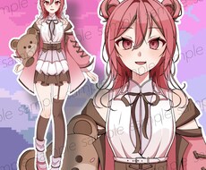 1点物！ピンク×クマ女の子の立ち絵を販売します IRIAMやTRPGなど用途様々！