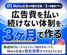 3ヶ月間でMeta広告の内製化を支援します 3ヶ月間で自走を目指す！隔週MTGと週次フィードバック付き