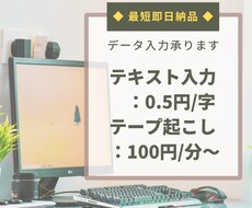 データ入力・テープ起こし　即日納品いたします データ入力歴20年以上！　素早く丁寧に対応いたします