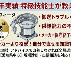 パーツフィーダのプロが修理、改善の相談に乗ります つまり・供給能力不足・エスケープでの不具合直します