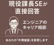 現役課長SEがエンジニアのキャリア相談に乗ります 18年の知見で「あなたの市場価値」を診断します