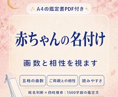 赤ちゃんの名付け|画数と相性を視ます 姓名判断×四柱推命✨1500字超の鑑定文＋鑑定書PDF付
