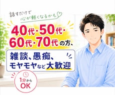 傾聴を大切に安心して話せる時間をお届けします 心のモヤモヤ、雑談　何でもお聴かせください。