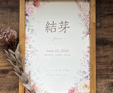送料無料♪水彩タッチの花柄命名書を作成します 華やかでかわいい♡洋室イアンテリアにも馴染む命名書です◎