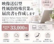 映像送信型性風俗特殊営業の届出書を作成します 女性行政書士が秘密厳守・全国オンライン対応