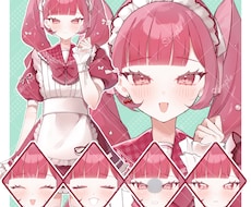 完成品セーラーメイド服の女の子の立ち絵を販売します 表情差分22種！リボンモチーフのピンクの女の子です