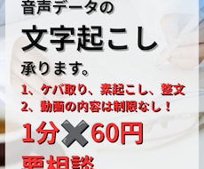 1分60円で文字起こし承ります イメージ1