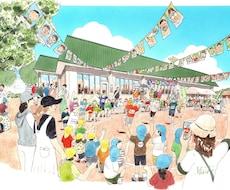 思い出の建物を手描きで描きます 子供が通っていた幼稚園、創業当初の会社、昔住んでいた家など
