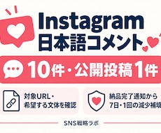 インスタ日本語コメントを10件手配します イメージ1
