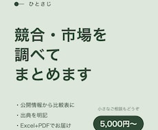 競合・市場を公開情報から調べ、比較表にまとめます イメージ1