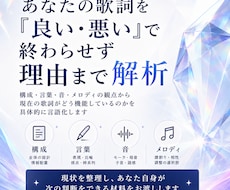 あなたの歌詞を理由まで言語化して解析します 構成・表現・音・メロディを確認し、必要なら変更案も提示