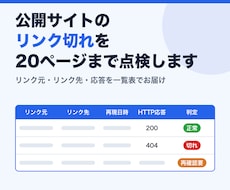 公開サイトのリンク切れを20ページまで点検します イメージ1