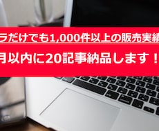 20記事を1カ月以内に納品します ジャンル不問！ココナラだけで1000件以上の販売実績！