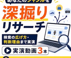 eBay・Etsyの1ジャンルを深掘りします 商品リサーチを１時間の実演動画3本＋14日間質問対応