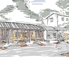 手描きで！記憶に残る簡単な建築パースを描きます 何度も修正可能。イメージ通りの表現を目指します。