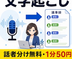 話者分け込み1分50円で文字起こしします イメージ1