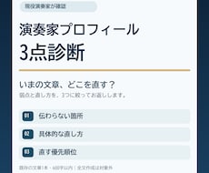 演奏家プロフィールを3点診断します イメージ1