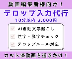 動画編集者様向け｜テロップ・字幕入力を代行します カット済み動画を送るだけ！フルテロップ対応！