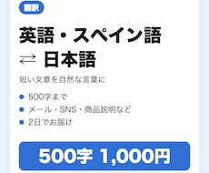 英語・スペイン語と日本語の短文を翻訳します イメージ1