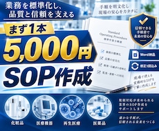 化粧品・医療機器・再生医療・医薬品のSOP作ります 初回1本5,000円｜Word納品・修正1回込み