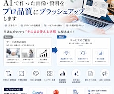 AI生成画像・資料をそのまま使える品質に整えます 用途に合わせて「実際に使える状態」へブラッシュアップ