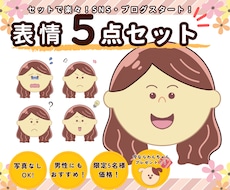 SNS・ブログなどに使える丸顔表情違い5点描きます イメージ1