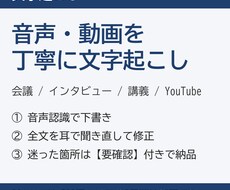 音声・動画の文字起こしを丁寧に仕上げます イメージ1
