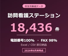 訪問看護ステーションの営業リスト提供します 電話番号100%／18,436件／2026年6月末時点