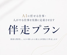 AIに任せる仕事・人がやる仕事を実務に定着させます 【伴走プラン】業務を整理し、AIの導入から使える状態まで伴走