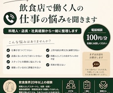 飲食店で働く人の仕事の悩みを聞きます イメージ1
