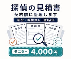 探偵の見積書を中立な立場で整理します 探偵を紹介しない中立な料金整理サービス