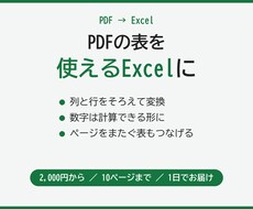PDFの表をそのまま使えるExcelにします イメージ1