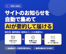 サイトのお知らせを自動で集めAIで要約して届けます イメージ1