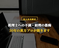 法人限定：経理・税理士の愚痴、壁打ち相手になります 税理士への不満や経理の愚痴、30年の裏方プロが聞きます