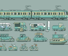 お好きな乗り物をドット絵で描きます シンプルでかわいい、レトロゲーム風の乗り物ドット絵