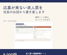 応募が来ない求人票を社長のお話から書き直します 実態どおりの求人票に。採用ページ1枚もセット可