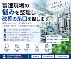製造現場の悩みを整理し改善の糸口を探します まずは現状を整理し、次に見るべきポイントを明確にします